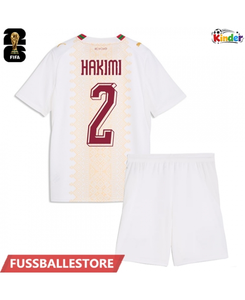Günstige Marokko Achraf Hakimi #2 Auswärts Trikotsatzt Kinder WM 2026 Kurzarm (+ Kurze Hosen)